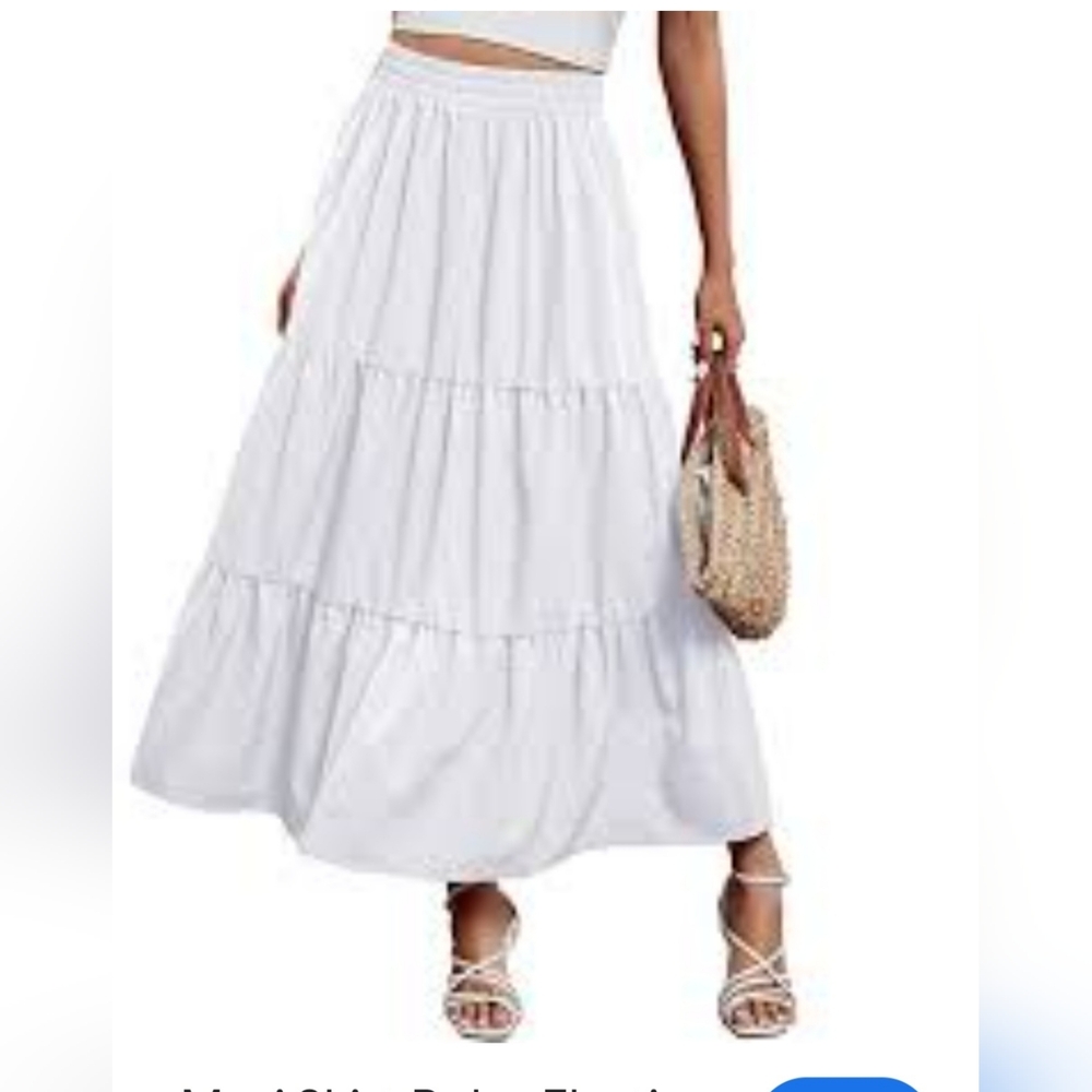 Bécool Women’s White Tiered Maxi Skirt, Size M